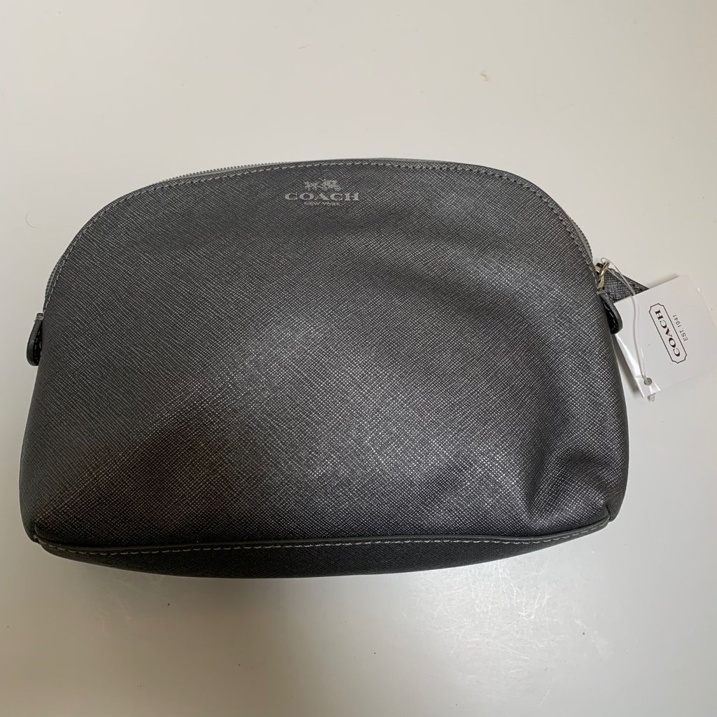 Coach Grey Leather Cosmetic Pouch